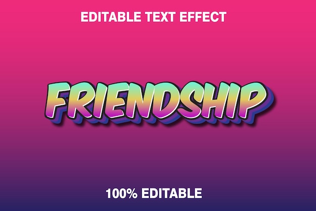 Amistad Efecto de texto editable 3D Relieve Dibujos animados