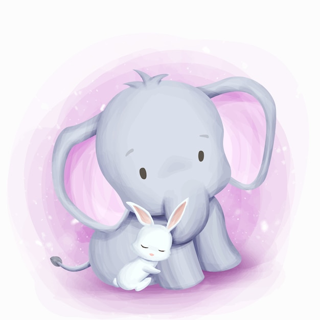 Amistad elefante y conejo