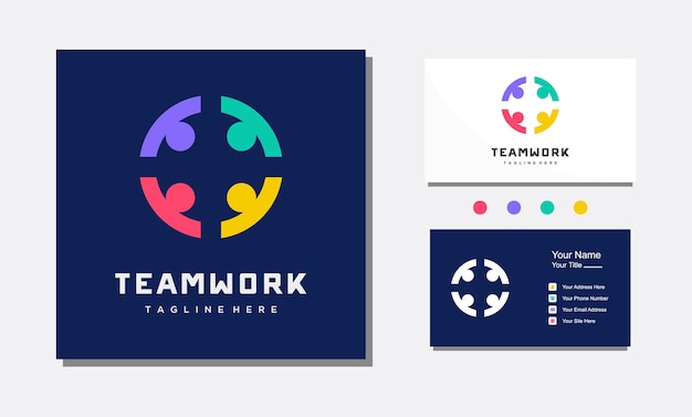 Vector amistad trabajo en equipo personas conectividad círculo logo diseño inspiración