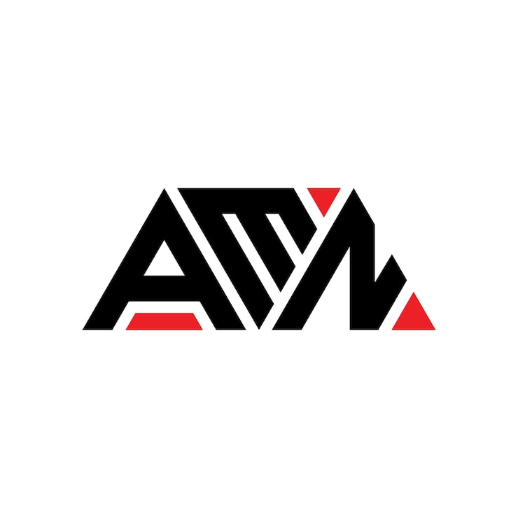 Vector amn diseño de logotipo de letra triangular con forma de triángulo amn diseño del logotipo triangular monograma amn plantilla de logotipo vectorial triángulo con color rojo amn logotipo triangular simple elegante y lujoso logotipo amn