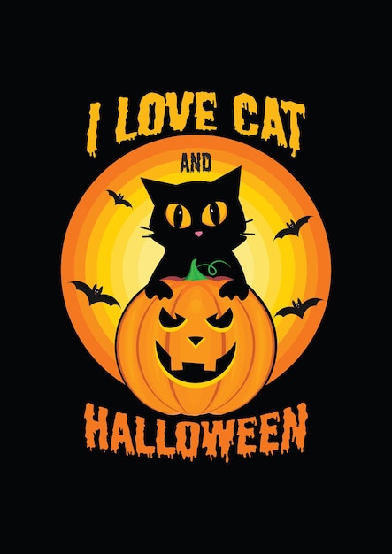 Amo el diseño de la camiseta Cat And Halloween