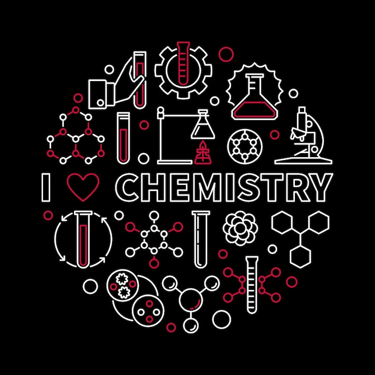 Vector amo la ilustración moderna del esquema redondo de la química