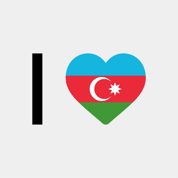 Amo la ilustración del vector del corazón del país de Azerbaiyán