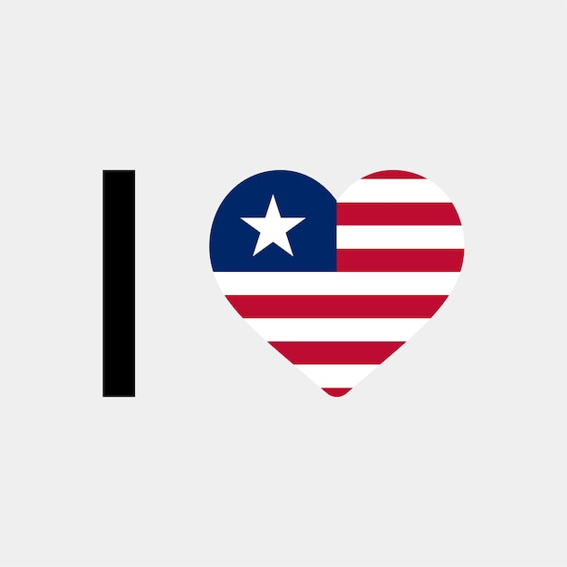 Amo la ilustración del vector del corazón del país de Liberia