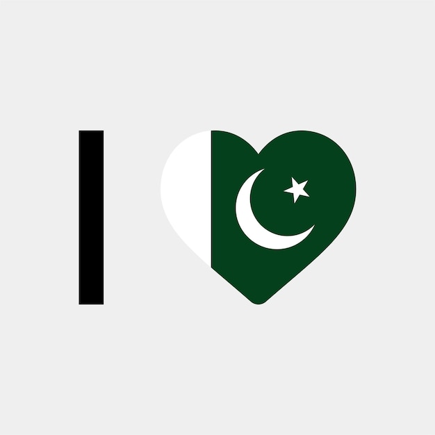 Amo la ilustración del vector del corazón del país de Pakistán