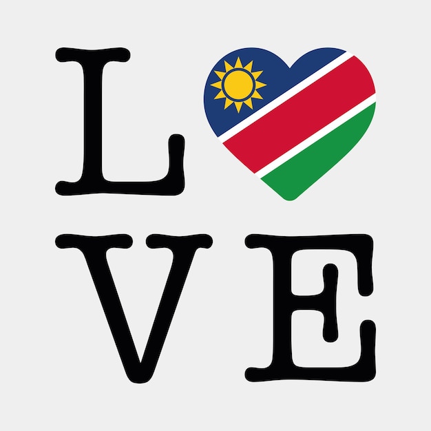 Amo la ilustración del vector del icono del corazón de la bandera de namibia
