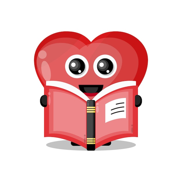 Amo la mascota del personaje lindo del libro de lectura