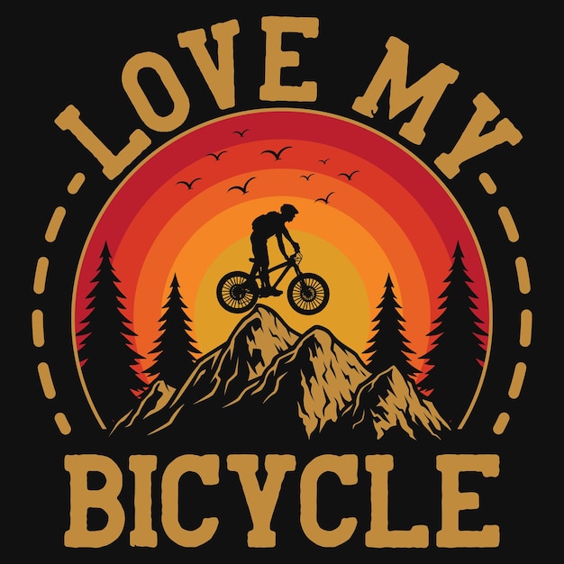 Vector amo mi diseño de camiseta de ciclismo de montaña en bicicleta