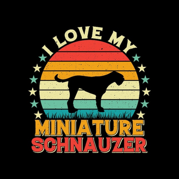 Amo mi diseño de camiseta Schnauzer miniatura, vintage. puesta de sol
