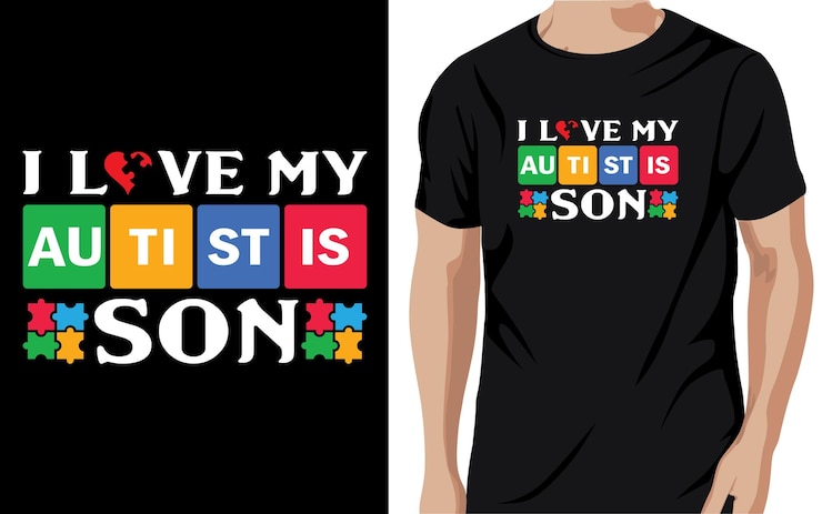 Vector amo a mi hijo autista camiseta