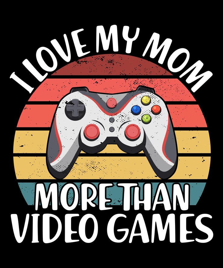 Amo a mi mamá más que a los videojuegos feliz día de san valentín plantilla de impresión de camiseta gamer joystick