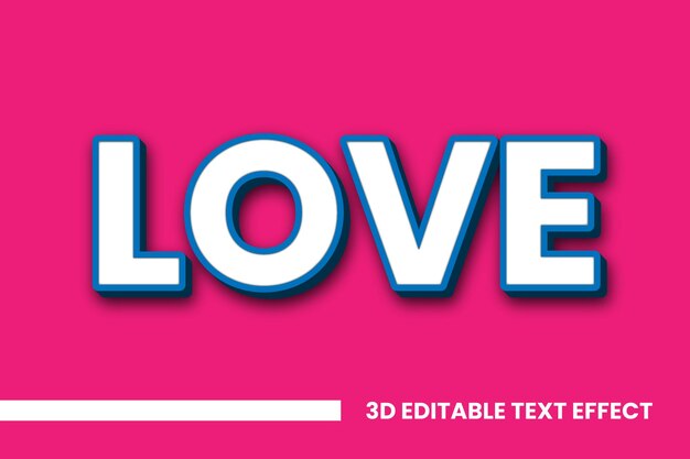 Amor 3D efecto de texto editable estilista diseño vectorial