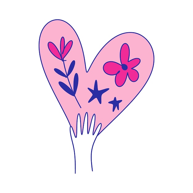 Amor absoluto, caridad, filantropía, compasión y amabilidad, concepto de símbolo de flor en crecimiento
