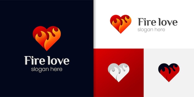 Amor abstracto de diseño de logotipo de llama o fuego con el poder del elemento de vector de diseño de icono de símbolo de amor