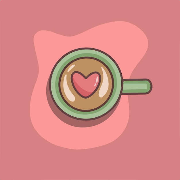 Amor Café Símbolo Ilustración Vector San Valentín