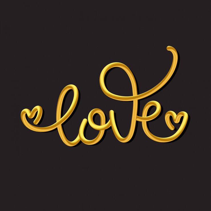Amor. caligrafía dorada dibujada a mano