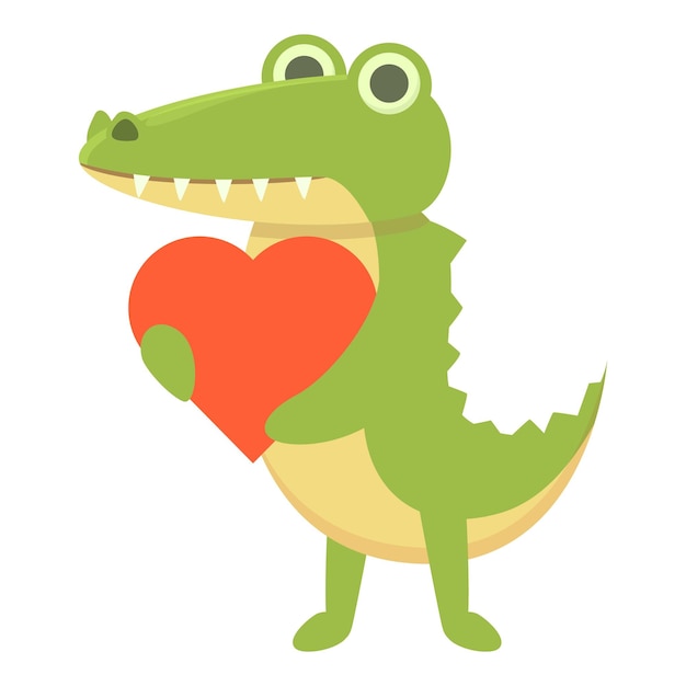 Amor cocodrilo icono dibujos animados vector lindo animal reptil bebé