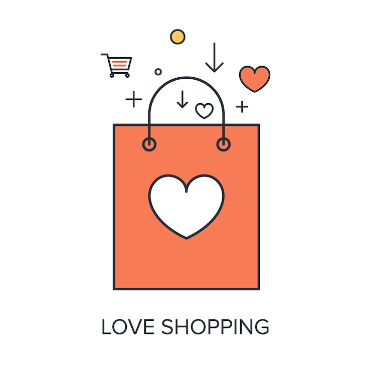 Vector amor de compras