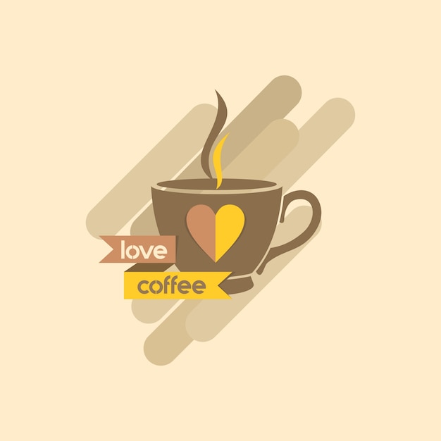 Amor corazón café diseño vector logo