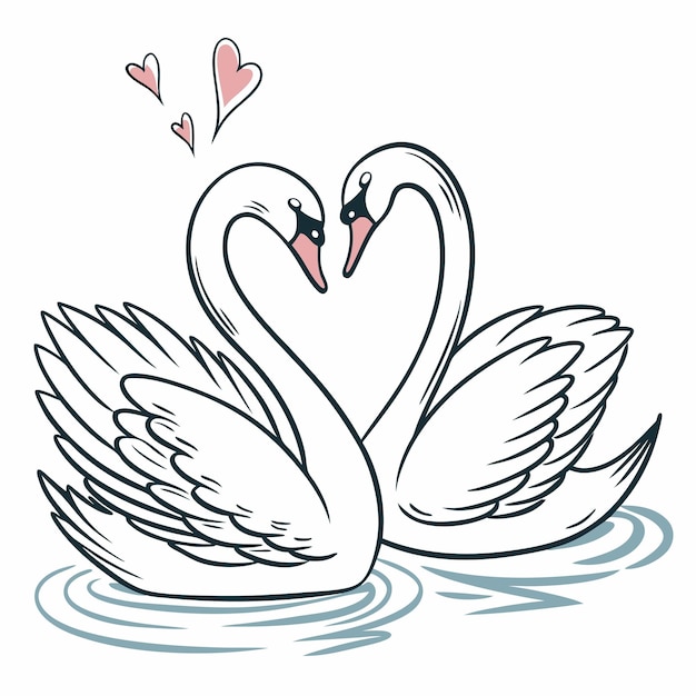 El amor, el corazón del cisne, el romance, el afecto de los pájaros.