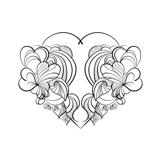 amor corazón floral doodle arte vector ilustración