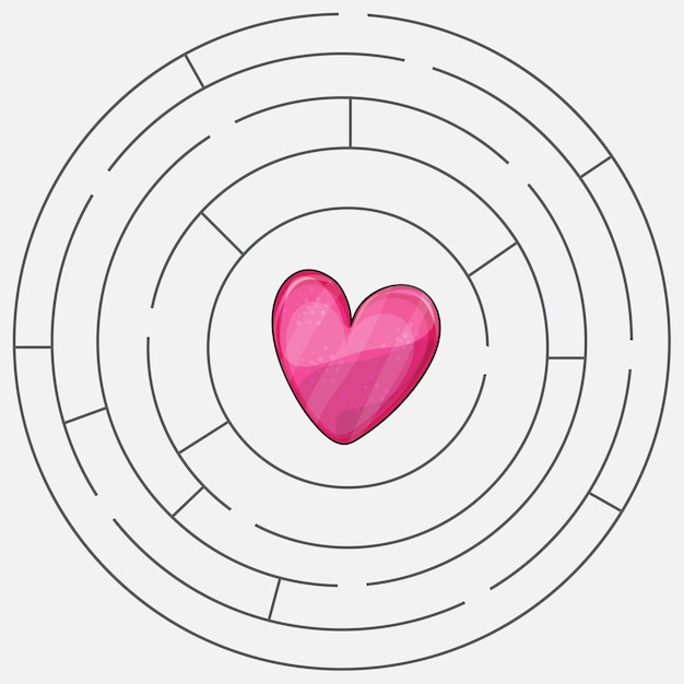 Amor corazón laberinto o laberinto día de San Valentín ilustración vectorial