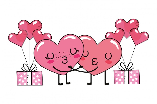 Amor corazón pareja dibujos animados