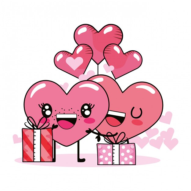 Amor corazón pareja dibujos animados
