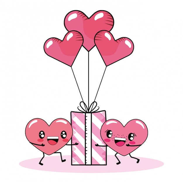 Amor corazón pareja dibujos animados