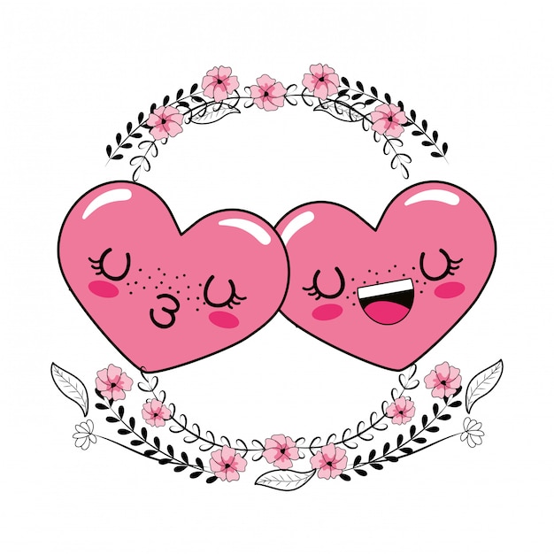 Amor corazón pareja dibujos animados