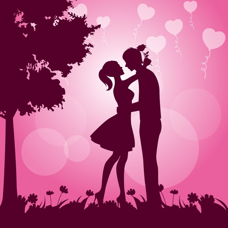 Amor en el diseño del vector del día de San Valentín de silueta.