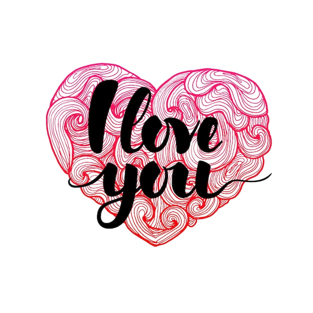 Vector amor doodle heart. ilustración de vector de día de san valentín.