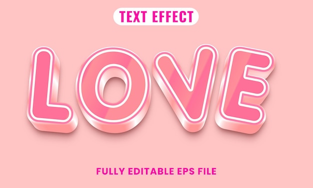 Vector amor efecto de texto editable 3d