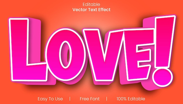 Vector amor efectos de texto de estilo 3d. nuevo efecto de texto.