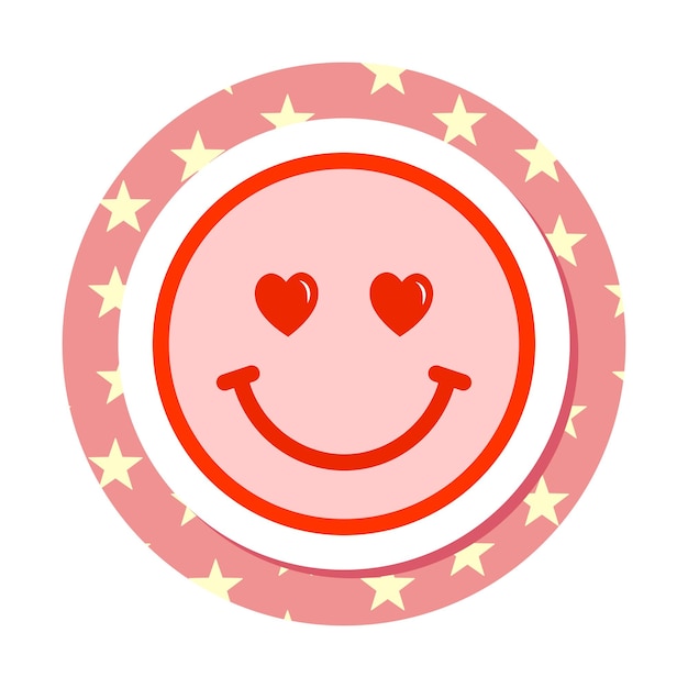 en el amor emoji pegatina con ojos de corazón rosa y rojo combo groovy estética disco inspirado