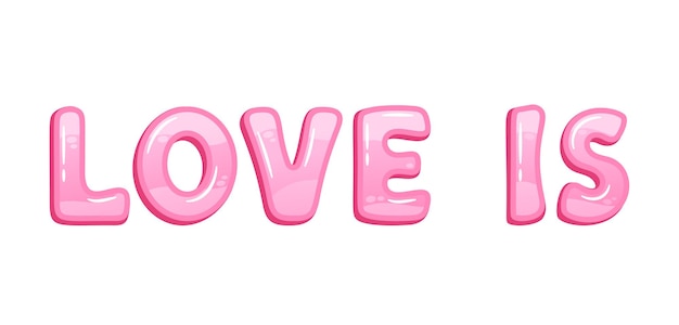 El amor está en un dulce color rosa de chicle que se arremolina con un deleite azucarado que encarna la esencia juguetona del afecto en un estilo caprichoso y alegre que hace cosquillas en el corazón Ilustración vectorial de dibujos animados