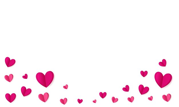 Amor fondo de San Valentín con pétalos de rosa de corazones sobre fondo transparente Vector banner postc
