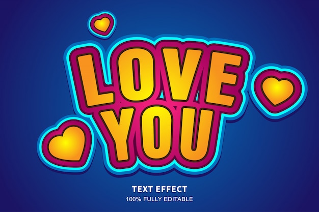 Amor fresco hermoso efecto de texto adhesivo, texto editable