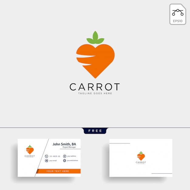 Vector amor icono de vector de plantilla de logotipo de zanahoria aislado