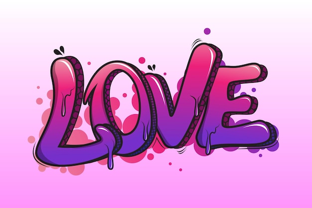 Amor en la ilustración de vector premium de estilo Graffiti