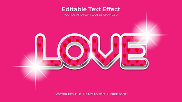 amor ilustrador diseño de plantilla de efecto de texto editable