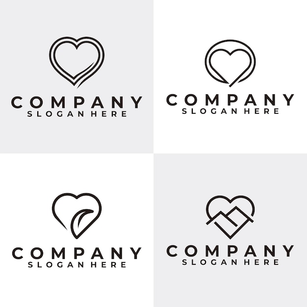 Amor logo conjunto icono vector