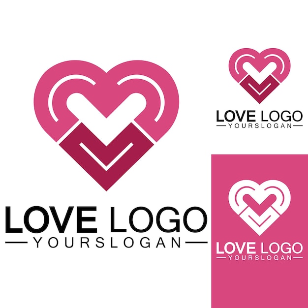 Vector amor logo diseño vectorgeometric hearth logo vector lineal amor vector logo conceptocorazón forma logo designvector