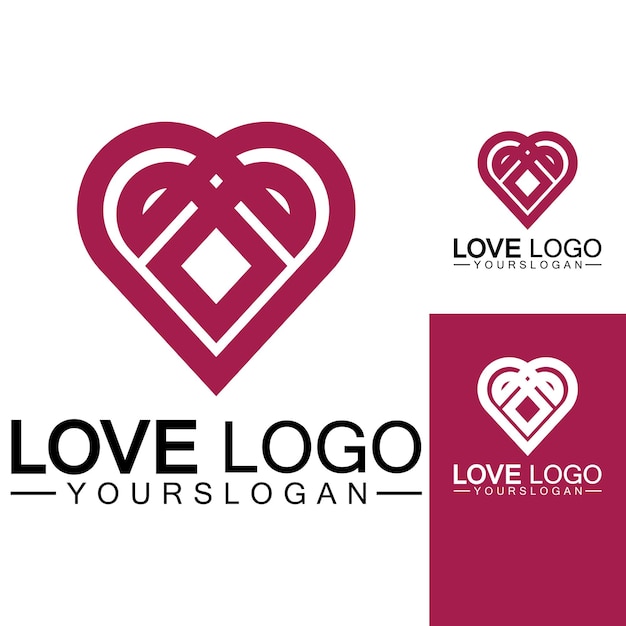 Amor logo diseño vectorgeometric hearth logo vector lineal amor vector logo conceptoCorazón forma logo designVector