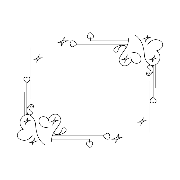 amor marco contorno floral rectángulo marco diseño vector