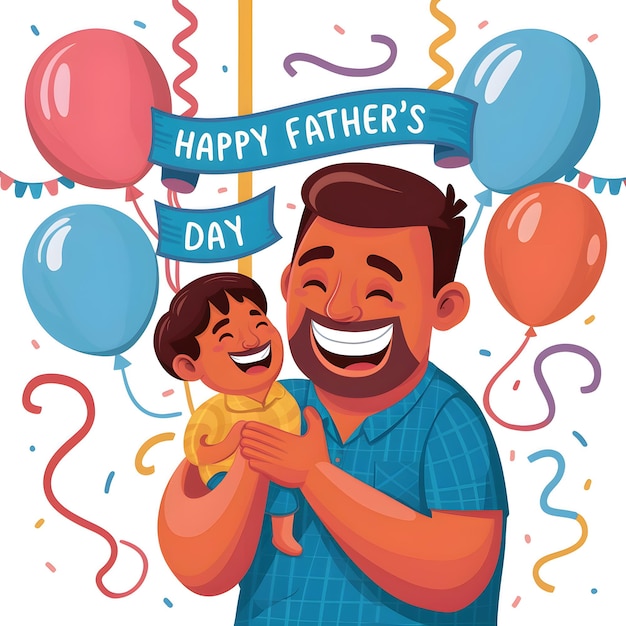 Vector el amor de un padre capturado en una alegre ilustración de feliz día del padre