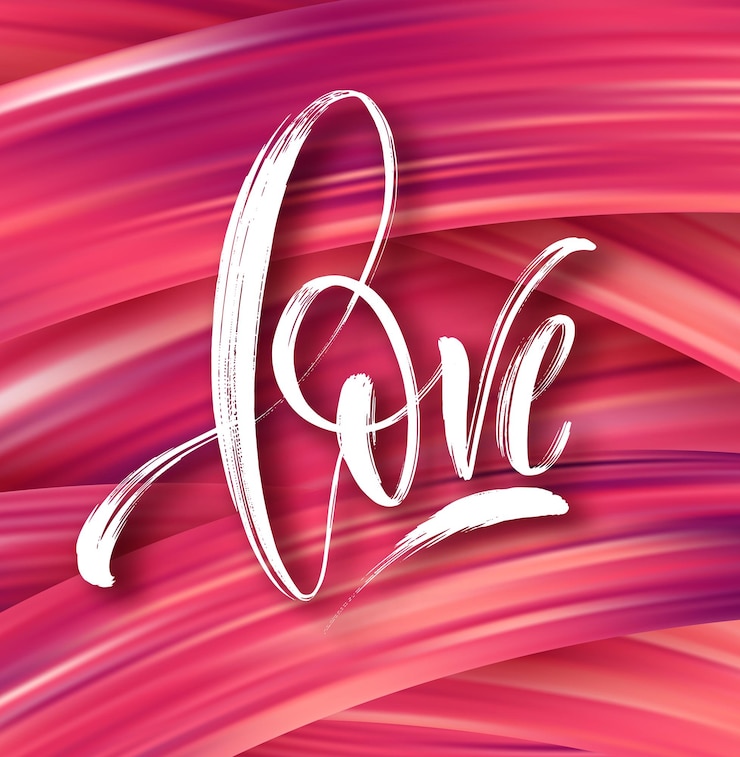 Vector amor palabra letras dibujadas a mano. textura de pincel de pintura de color. caligrafía moderna. diseño del día de san valentín para imprimir en tarjeta, afiche, pancarta. ilustración vectorial eps10