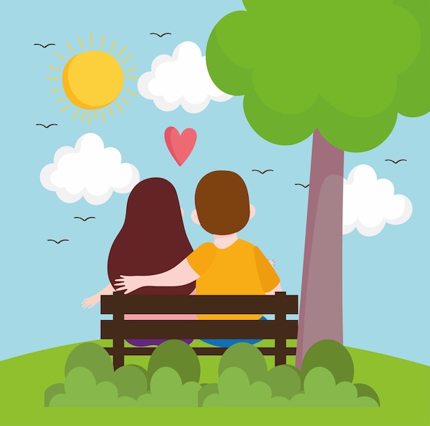 Vector amor de pareja en el parque