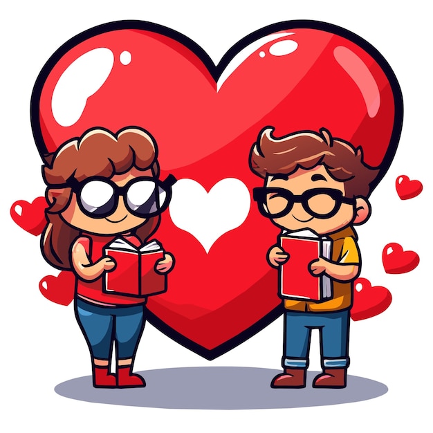 Vector el amor de la pareja de san valentín lindo dibujado a mano plano elegante mascota adhesivo de dibujo de personajes de dibujos animados