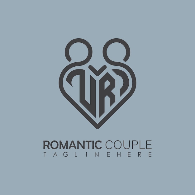 Amor de pareja Símbolo de corazón TODAS las letras plantilla de diseño de icono de logotipo Día de San Valentín y diseño de boda